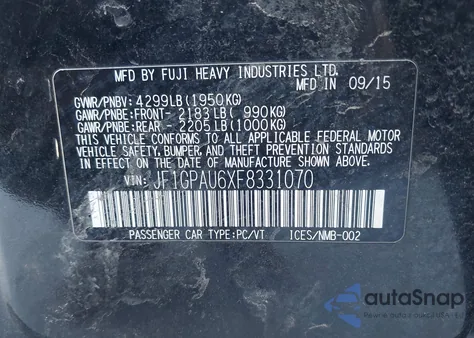 2015 Subaru Impreza 2.0I Sport Premium из США, поврежденный, VIN JF1GPAU6XF8331070